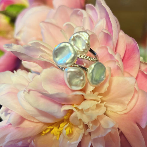 Keshi Pearl Foral Ring - House Of Pearls